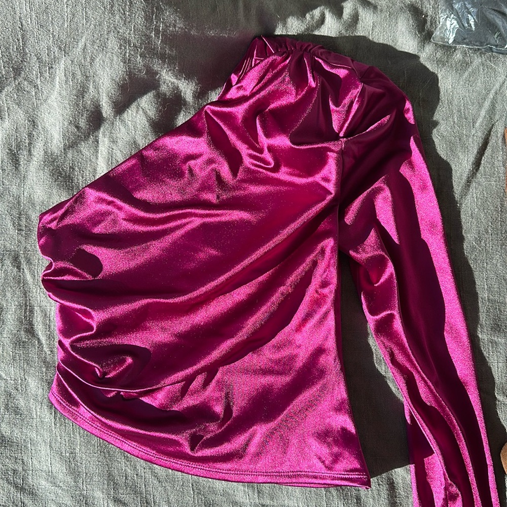 Express satin one shoulder top